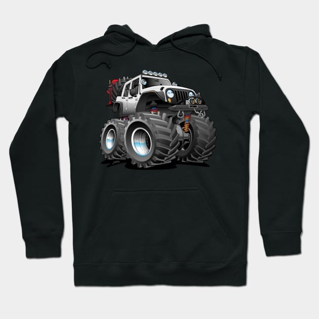 Off road 4x4 white jeeper cartoon Hoodie by hobrath